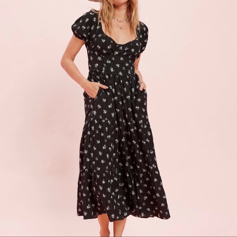 American Eagle Floral Open Back Corset Midi Dress